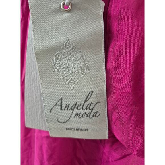 Angela Moda NWT Italian Silk Blend Halter Neck Maxi Dress Fuchsia Pink L - Picture 5 of 8